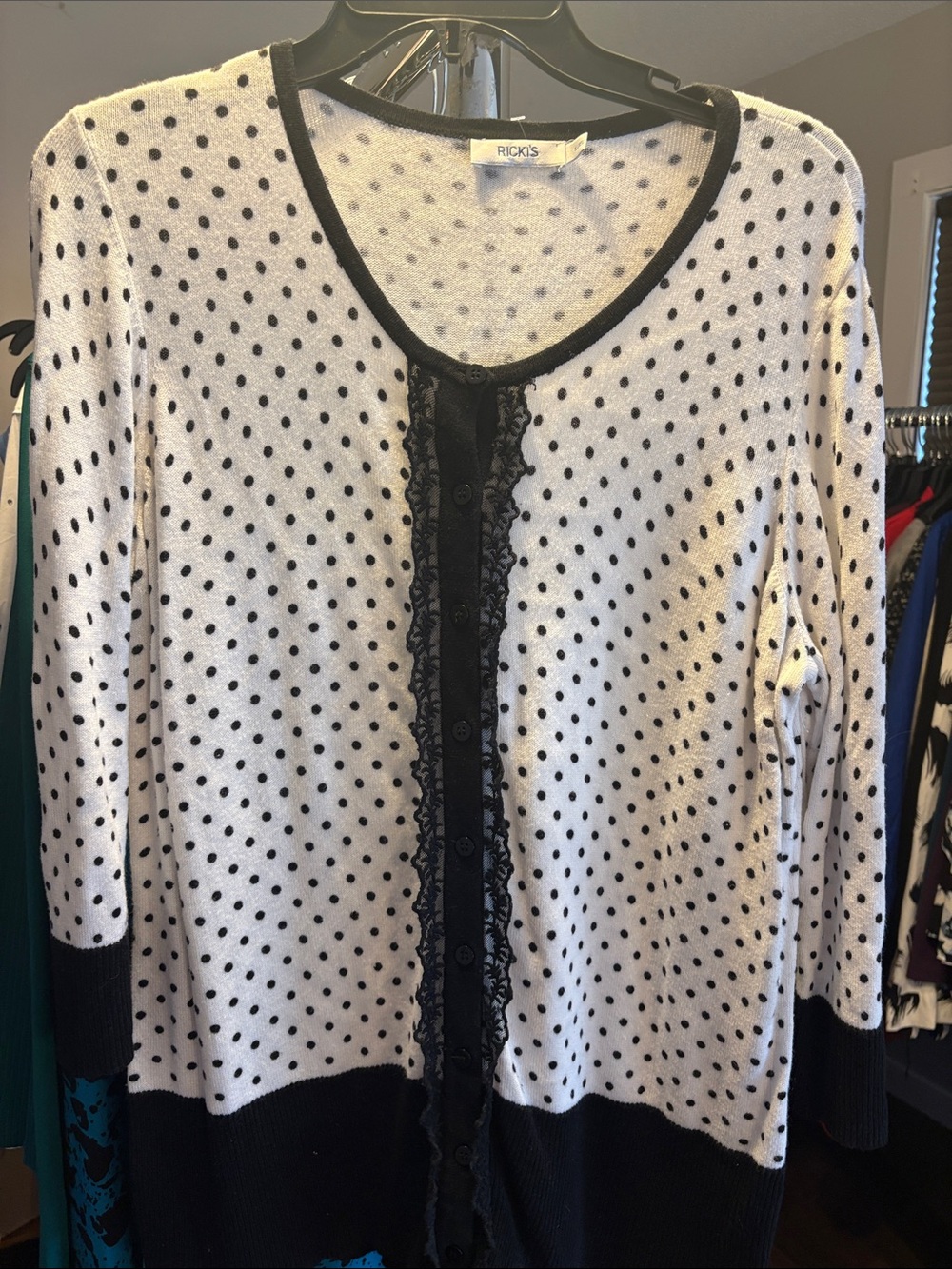 Cute Ricki's Black and White Polka Dot Button-Front Top